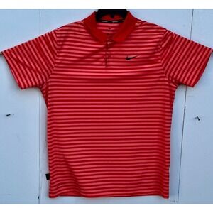 Nike Golf Dri-FIT Mens Striped Polo Shirt Red Pink 891239-816 Size Large